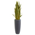 Nearly Naturals 4.5 in. Sansevieria Artificial Plant in Gray Planter 9185